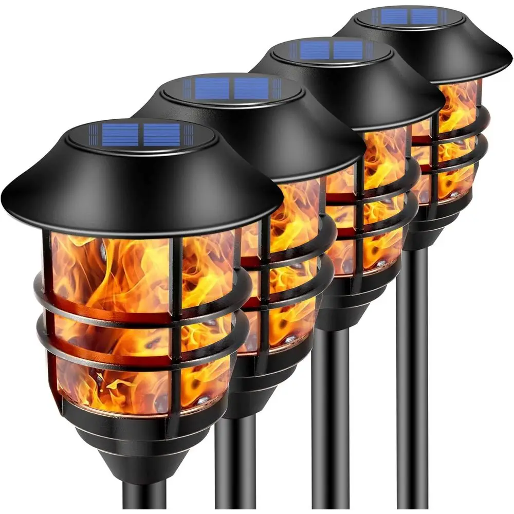 

r Outdoor Lights,Extra-Tall r Torches with lickering lame 4-Pack Waterproo Garden Lights,StainlSteel way Lighting Garden Decor,