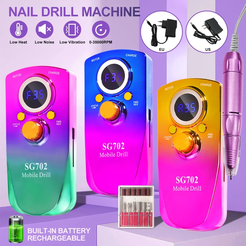 

Rechargeable Electric Nail Drill Machine With USB Connect Nail Polish Remover Drill Set Manicure Sander Low Noise File Manicure