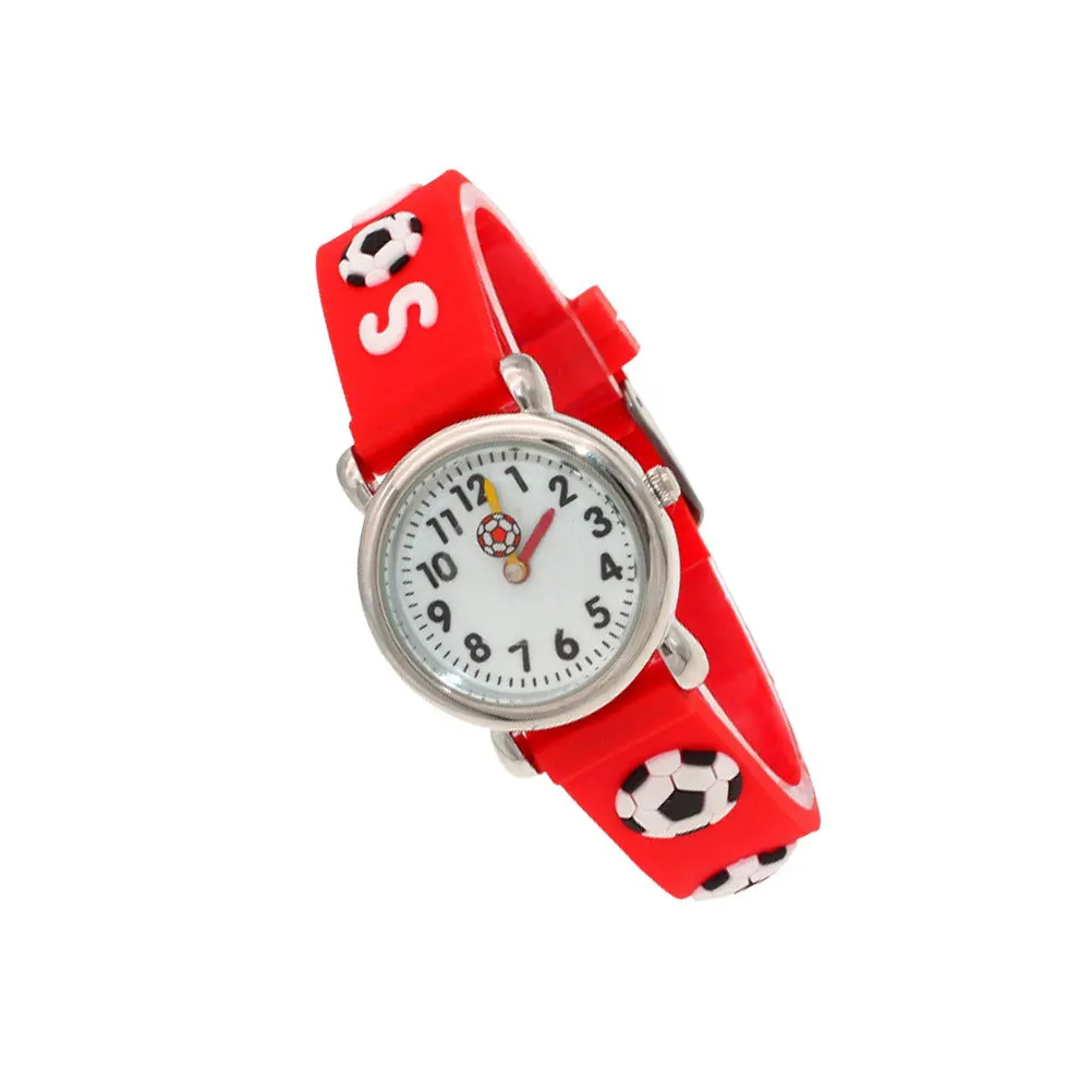 ساعة كارتون لكرة القدم من السيليكون بحركة كوارتز رياضية، تصميم ممتع لطيف لفكرة الهدايا