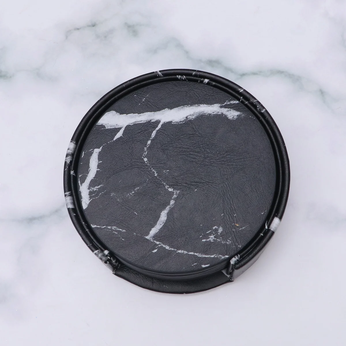 

Pu Coasters Thick Non-Slip Cup Pads Heat Resistant Table Protectors For Home Cafe Restaurant Black