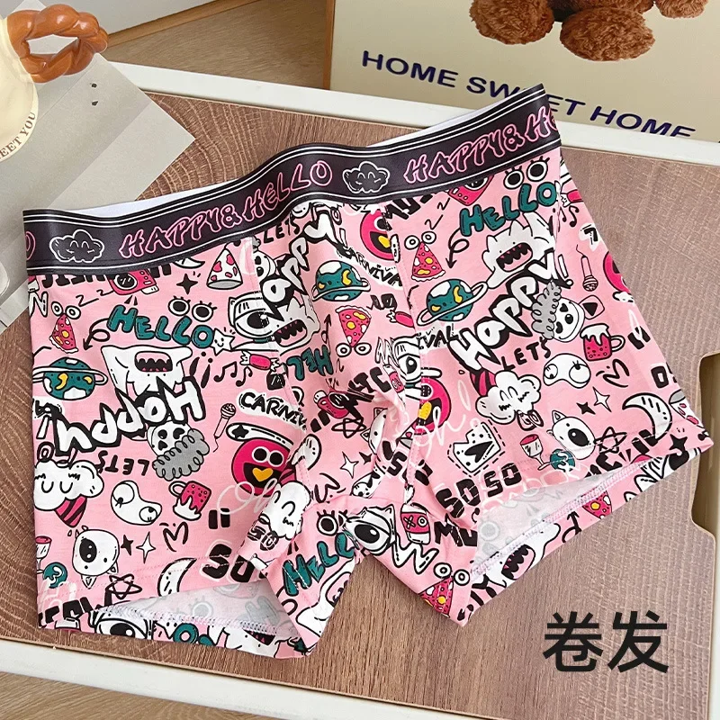 Fashion Brand Pink Men’s Underwear Pure Cotton Four-corner Boys Cartoon Cute Macho Pink Boyfriend Bag Cotton Shorts