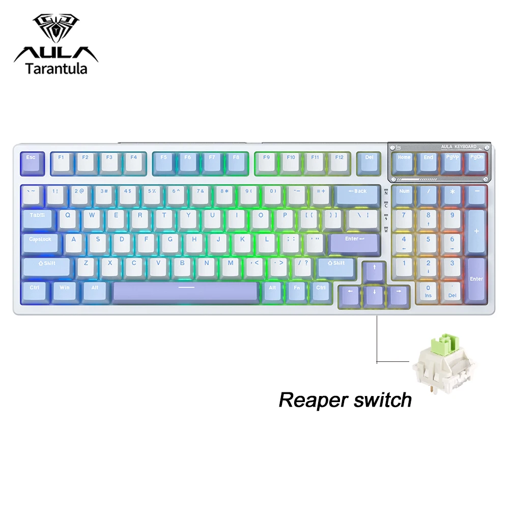 AULA F98 Gaming Mechanical Keyboard Full-size Three-mode Bluetooth/2.4G/USB-C Backlight 99 Keys Customized keyboard for PC MAC