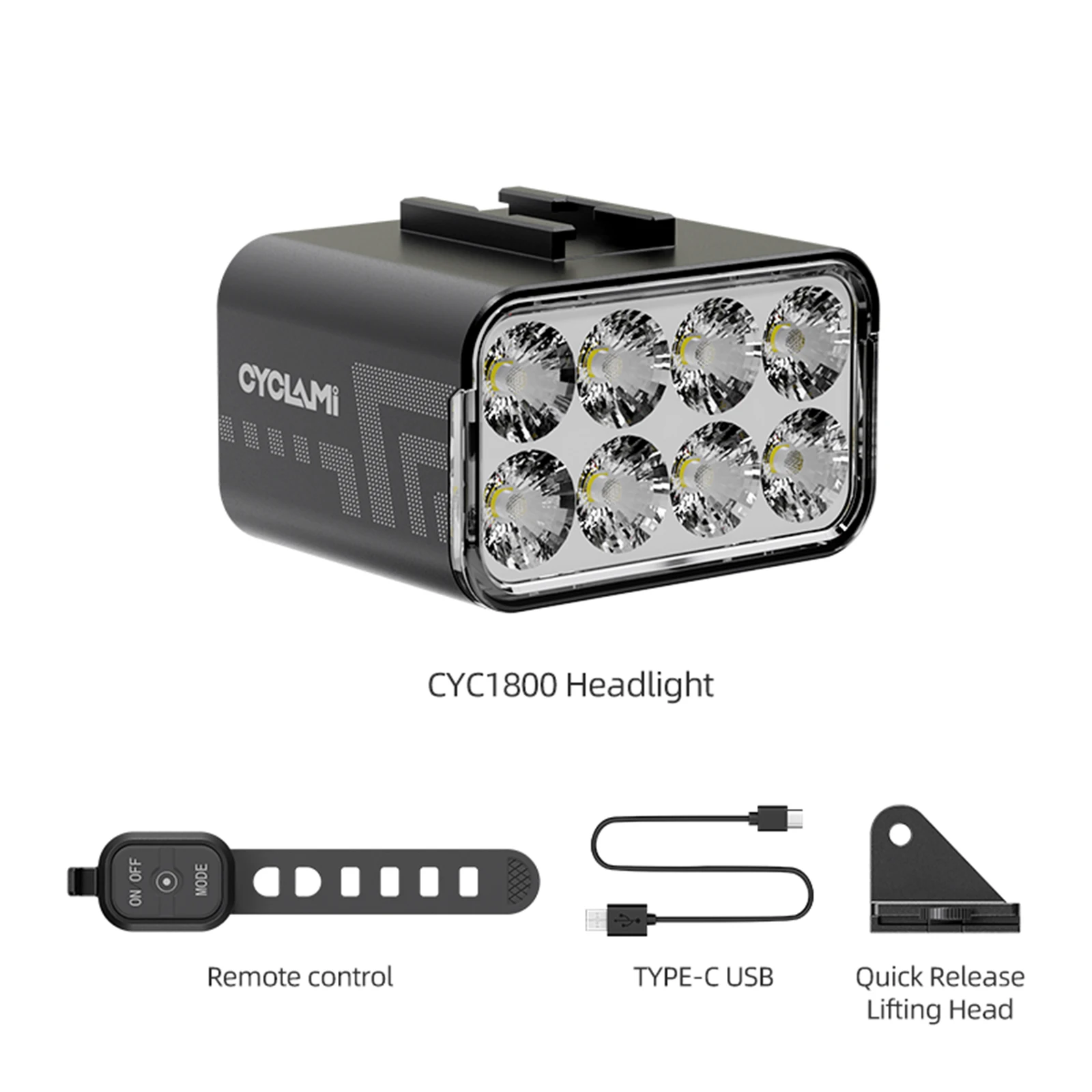 

CYCLAMI 1800 Lumen High Brightness Bicycle Light Bike Hanging Front Lamp Headlight Night Riding Flashlight Cycling Accessories