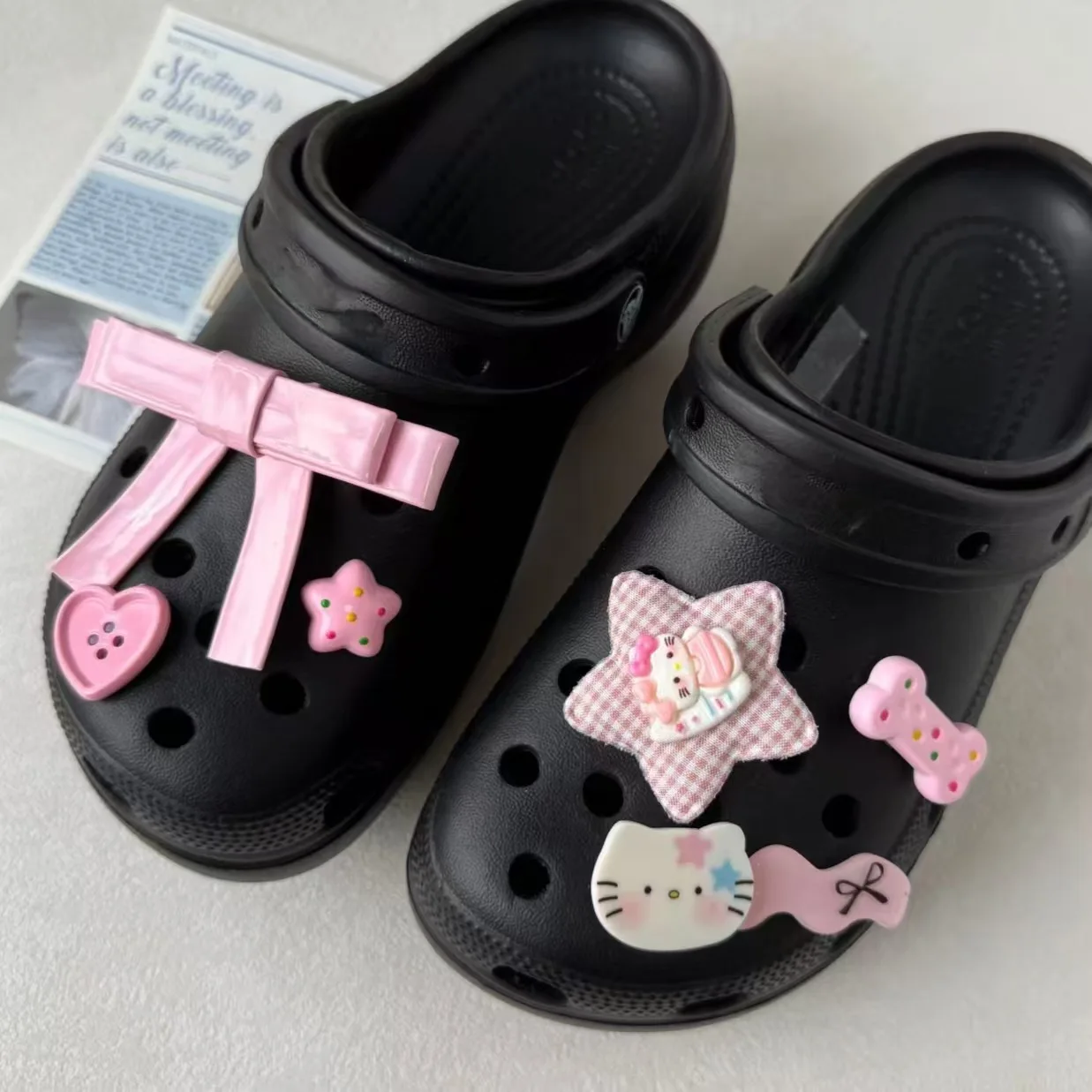 DIY لطيف بو فراشة القوس الخماسية نجمة ثلاثية الأبعاد زهرة الأحذية الملحقات، انفصال اكسسوارات الأحذية الزخرفية #2