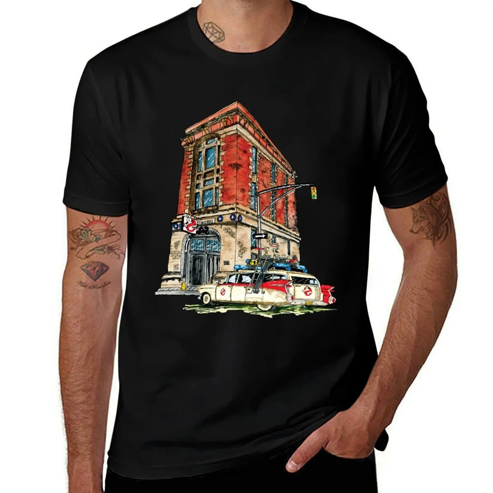 Ecto- 1 Firehouse, Hook & Ladder Company 8 T-Shirt printed t shirts for man T-Shirt