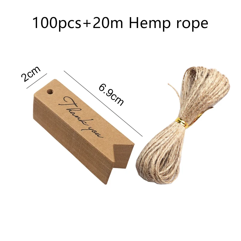 50/100 Stück leere Hängeetiketten aus Kraftpapier mit Löchern aus Hanfseil, verstellbare Seillänge, handgeschriebene Karte, Party-Geschenke, Etiketten TMZ – Detail 24