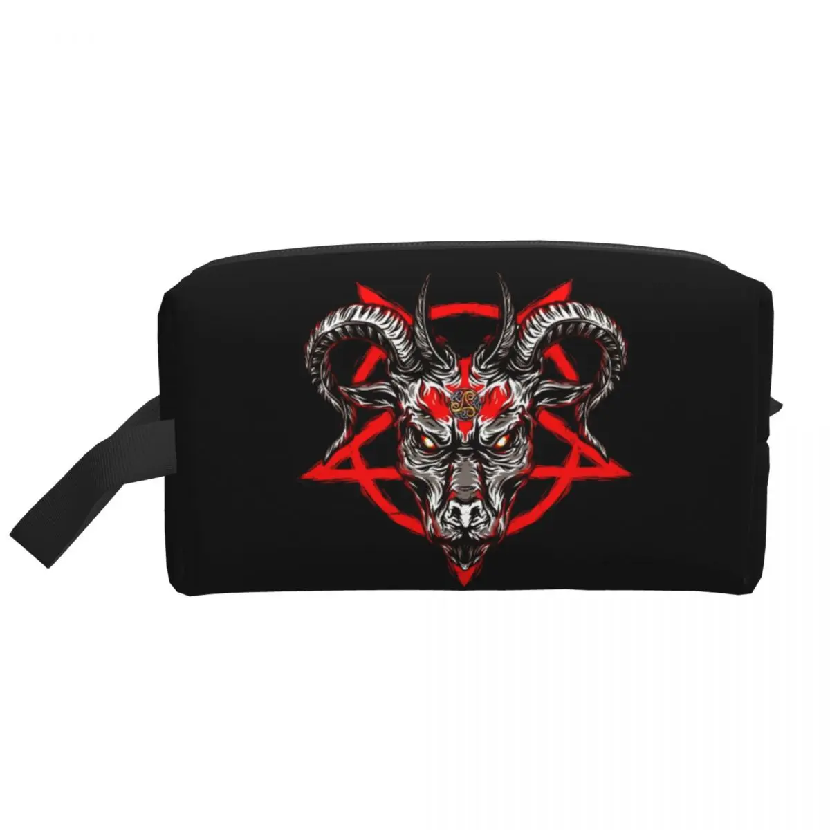 Custom Baphomet Goat Pentagram Occult Magic Toiletry Bag for Devil Satan Makeup Cosmetic Lady Beauty Storage Dopp Kit Case