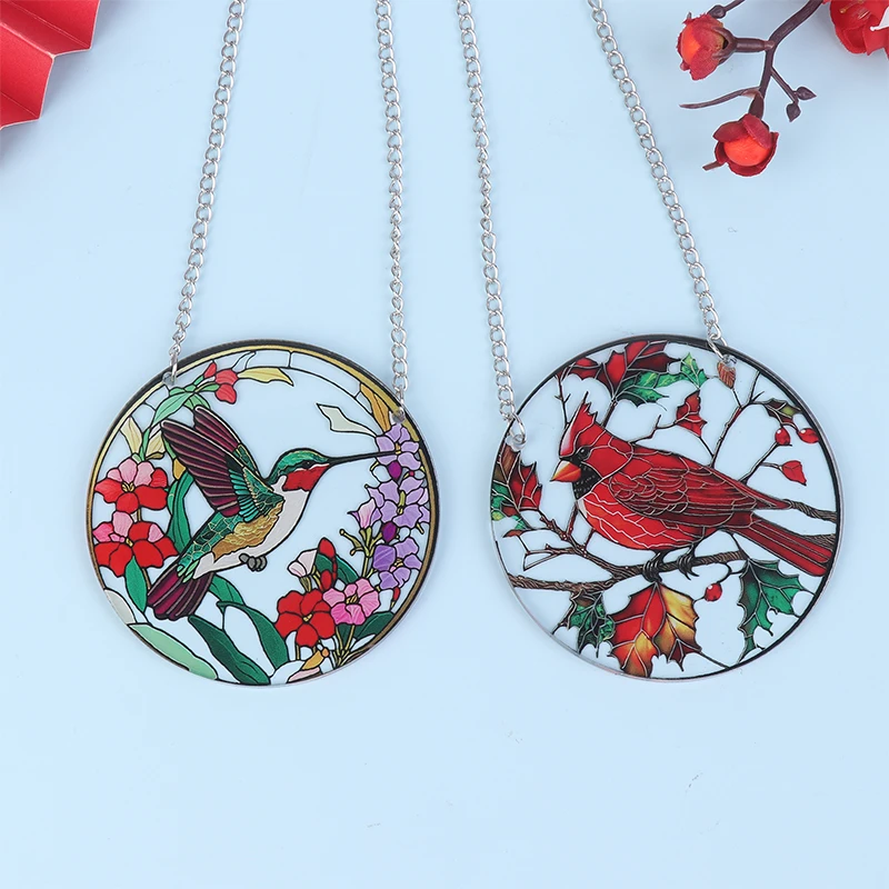 Acrylic Hummingbird Flower Pattern Pendant Window Decoration Pendant Interior Decoration