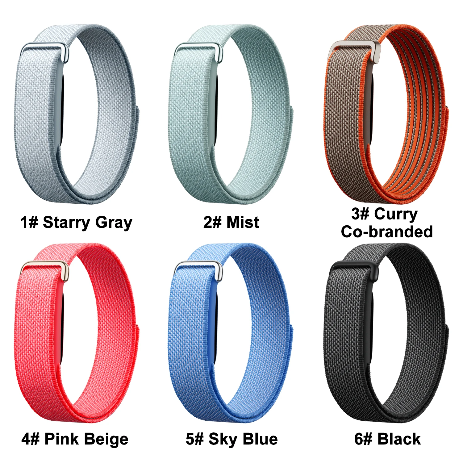Image of Offizielles Ersatzarmband aus Nylon mit Klettverschluss im gleichen Stil für das Google Fitbit Air Curry Co-Branded-Armband