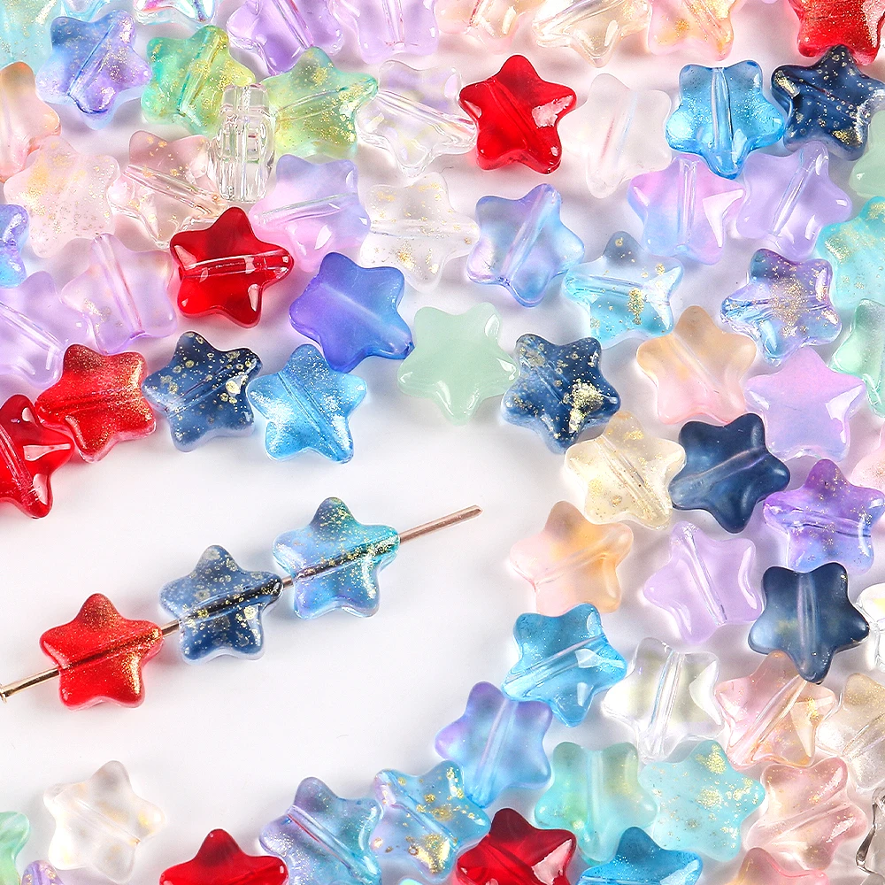 

20PC/lot 8mm Frosted Gradient Color Star Beads Czech Glass Loose Spacer Beads for Jewelry Making Handmade Diy Accessories