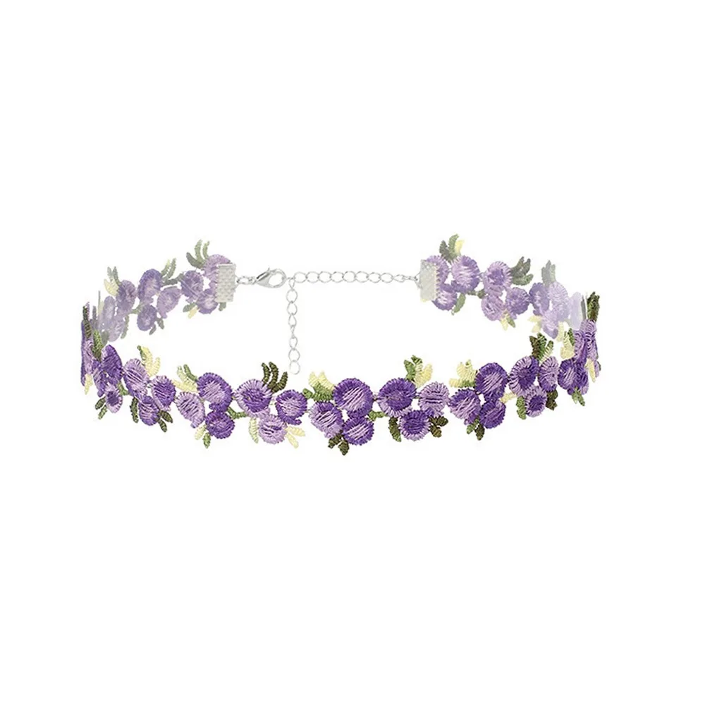 Creative Gift Lace Floral Necklace Polyester Decorative Flower Choker Jewelry Accessories