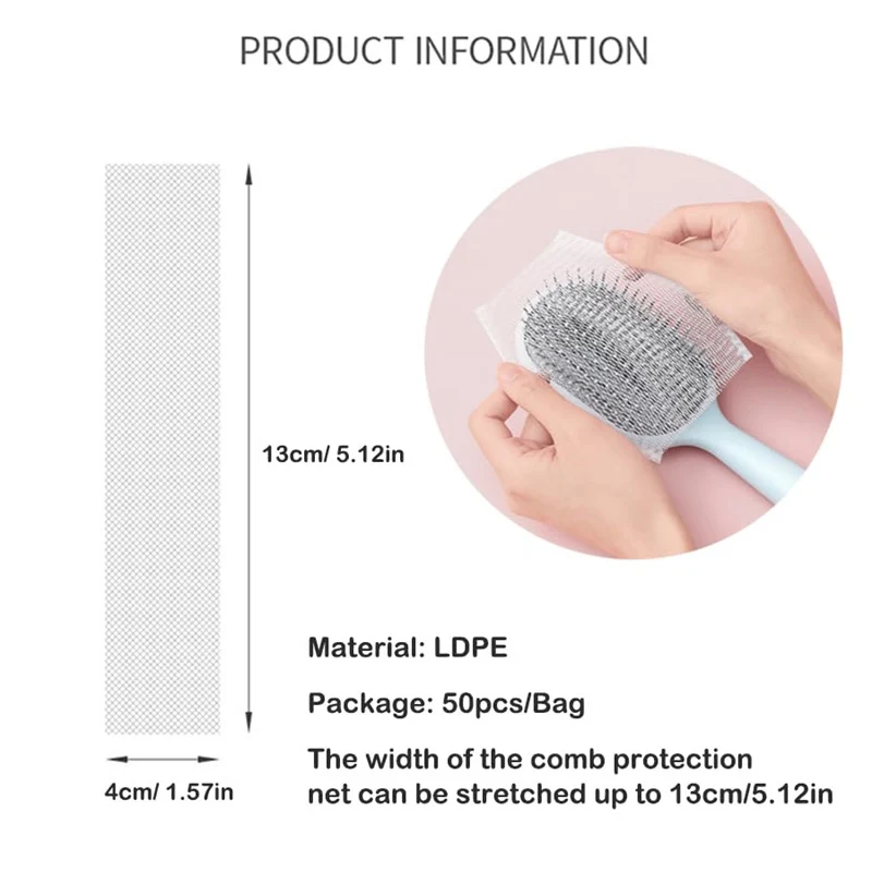 50pcs Disposable Comb Cleaner Hair Removal Net Mesh Protection Bristle Protective Sheet Airbag Pad Cover for Air Cushion Comb