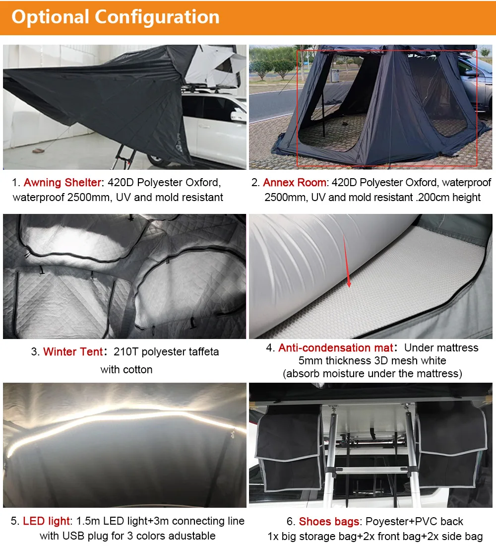 Outdoor waterproof ABS hard shell car roof tent SUV roof tent for 2-3 people to buy 4X4 camper roof tent