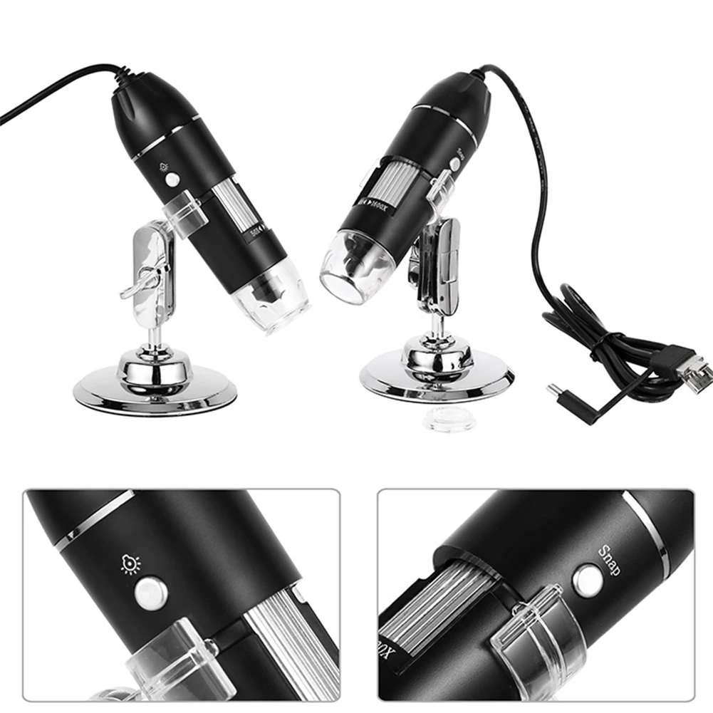 NEW USB digital microscope built-in LED 1600X 8 LED electron microscope endoscope zoom camera magnifying glass  lifting bracket