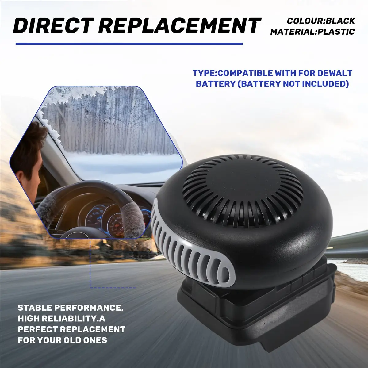 

HGHO For DeWALT 20V Battery Cordless Car Heater Electric Warm Air Blower Heating Fan Windshield Demister Defroster Power Tool