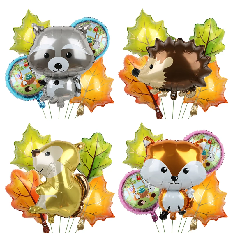 Fox Hedgehog Raccoon Squirrel Animal Foil Balloons Birthday Woodland Forest Theme Party Decor Baby Shower Birthday Party Decors