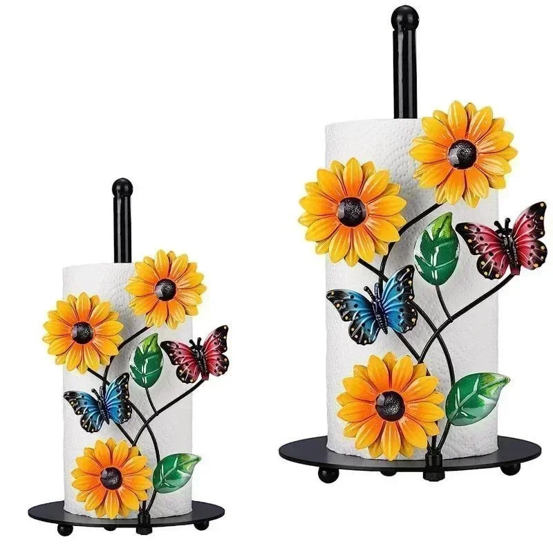 Kitchen Decorative Accessories RoomLiving Room Butterfly 3D Paper Towel Holder Metal Art Sunflower Paper Towel Holder 3