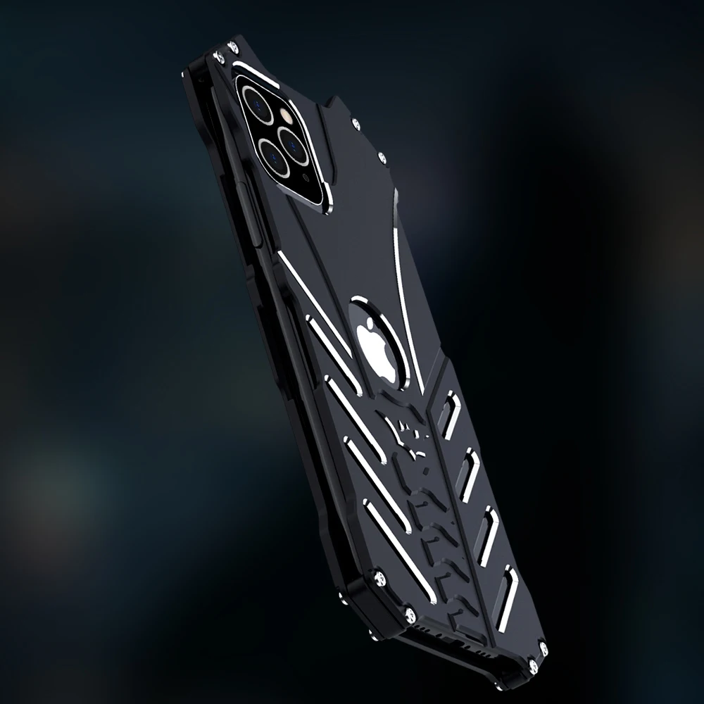 R-just Style Protection Case For Iphone 15 14 13 12 11 Pro Xs Max Metal Aluminum Shell Hybrid Cases For Iphone X Xr Se 8 Plus