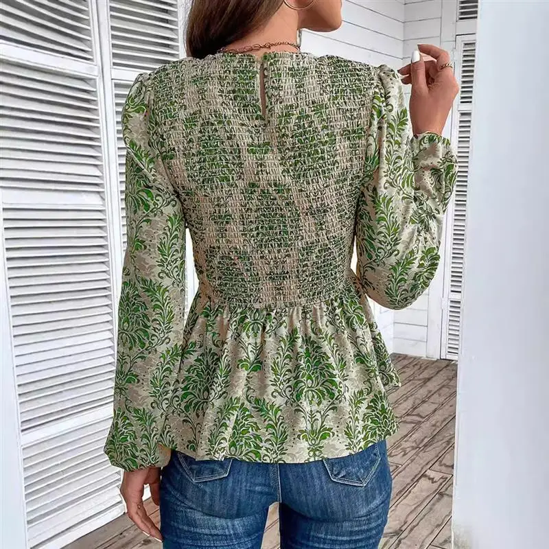 Atasan Chiffon Pria Motif Bulat Ele Long Sve, Koleksi Musim Gugur, Model Bodycon Nyaman dan Modis dengan Detail Renda