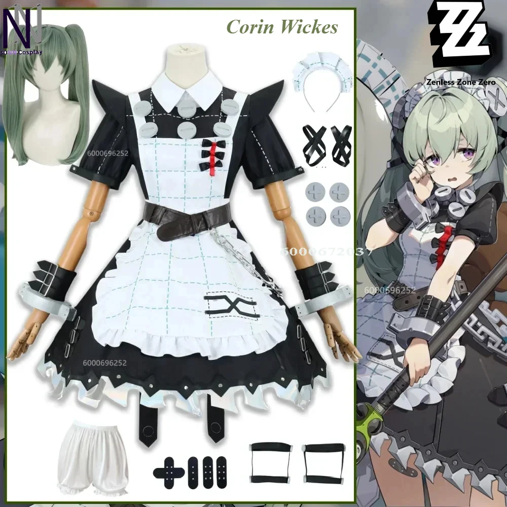 

Zenless Zone Zero Game Corin Wickes Cosplay Costume Full Set Wig Dress Halloween Party Uniform Role Play for Girls Women