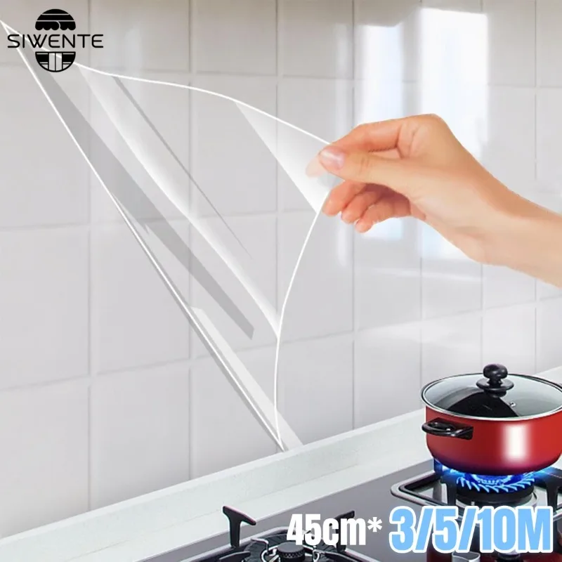Electrostatic Adsorption Kitchen Wall Wallpaper Transparent Electrostatic Protective Film Oil Proof Wall Sticker Wall Protector