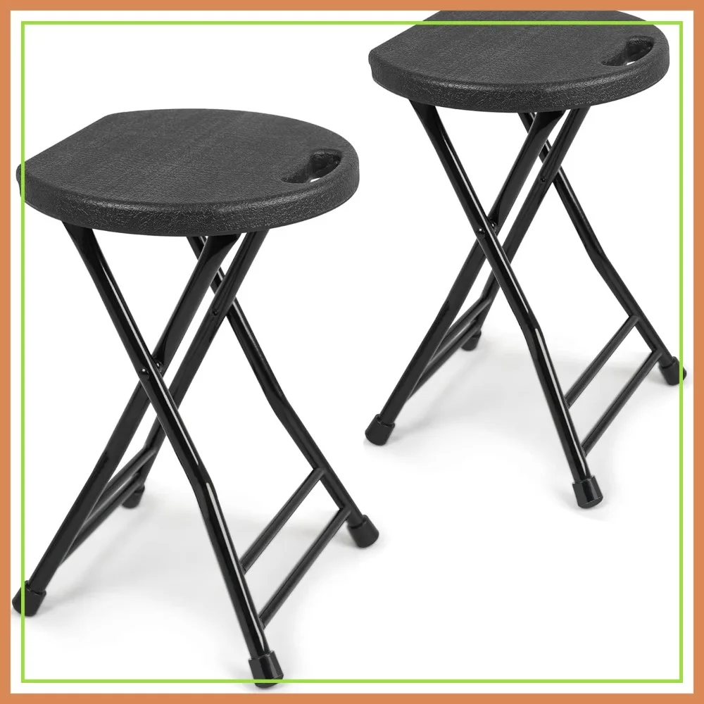 

Folding Stool with Handle, Portable Foldable Stool for Adults, 13"x11.5"x18", Heavy Duty 600 lbs Capacity