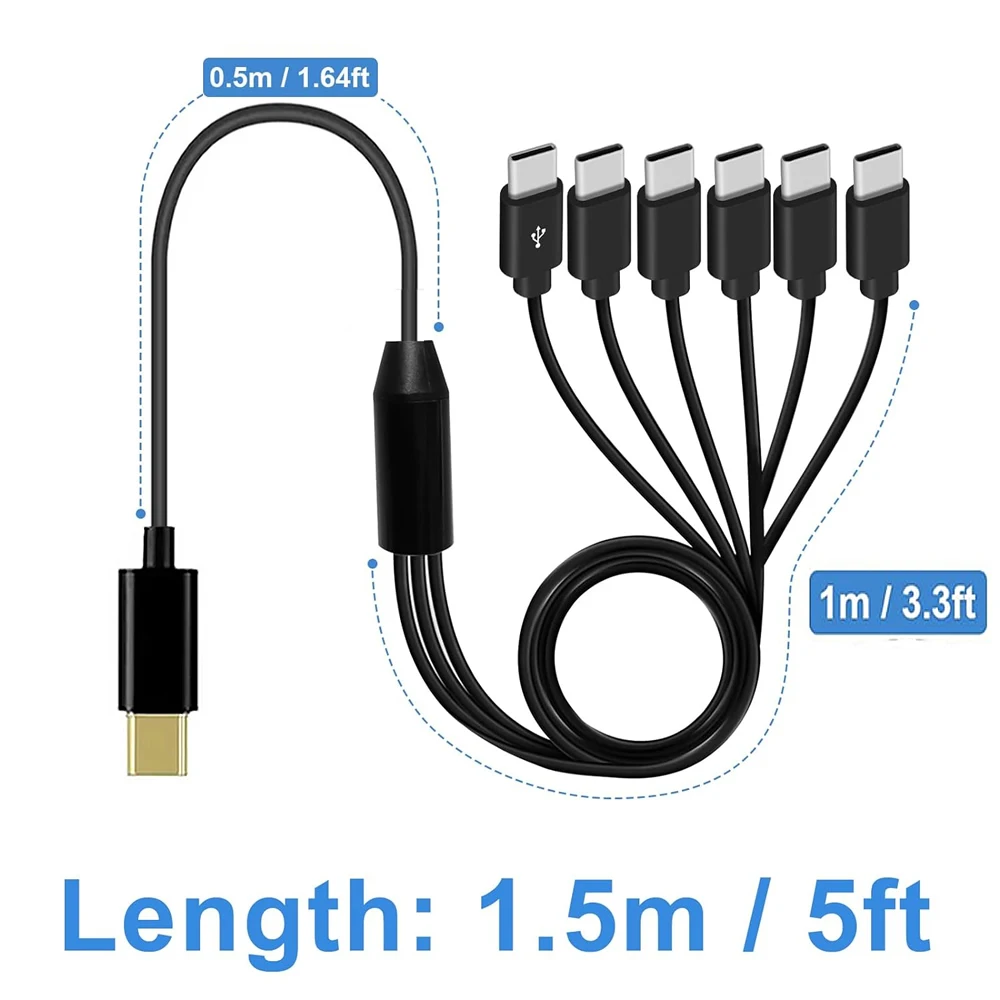 USB C Splitter Cable Multi USB C to USB C Cable 6 in 1 Type C Male Charger Cable for Android Samsung Tablet and TypeC Device