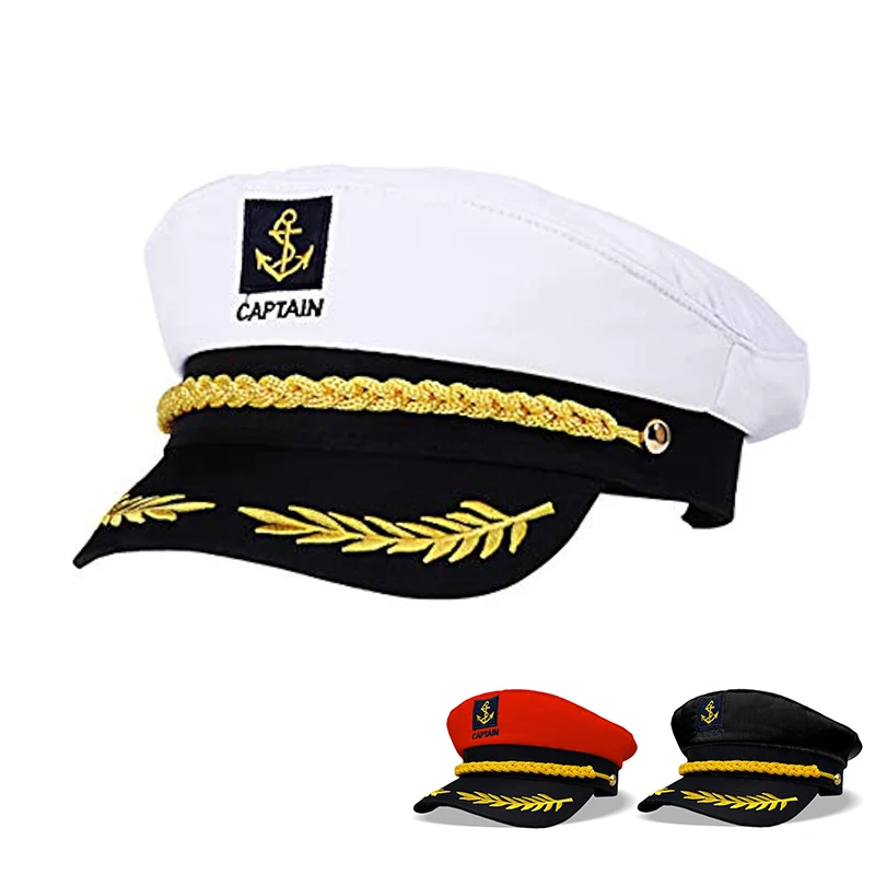 Yacht Sailor Captain Hat Navy Marine Hat Adjustable Sailor Captain Costume Boat Navy Hat for Men Women Party Head Accessories