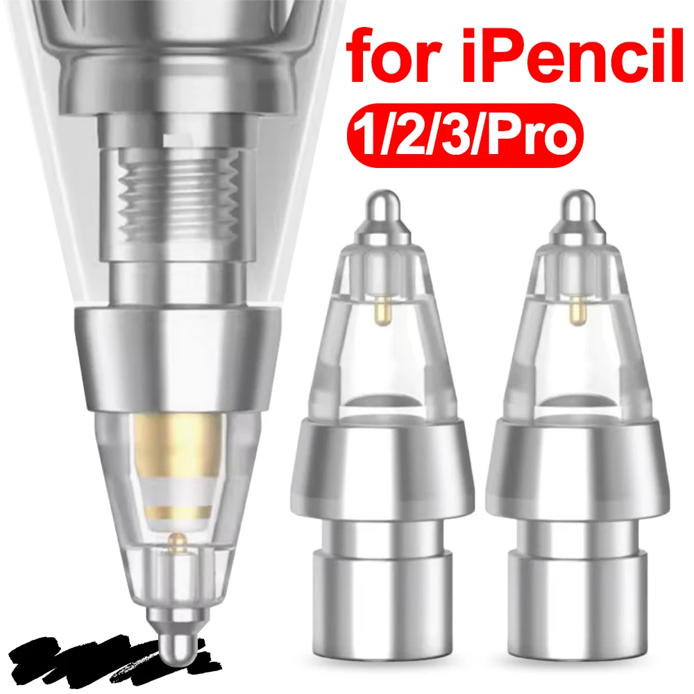 Upgrade Metal Replacement Pencil Tips for Apple Pencil 1st 2nd Pro USB-C Spare Hard Pen Nibs Precise Control for IPad Pencil