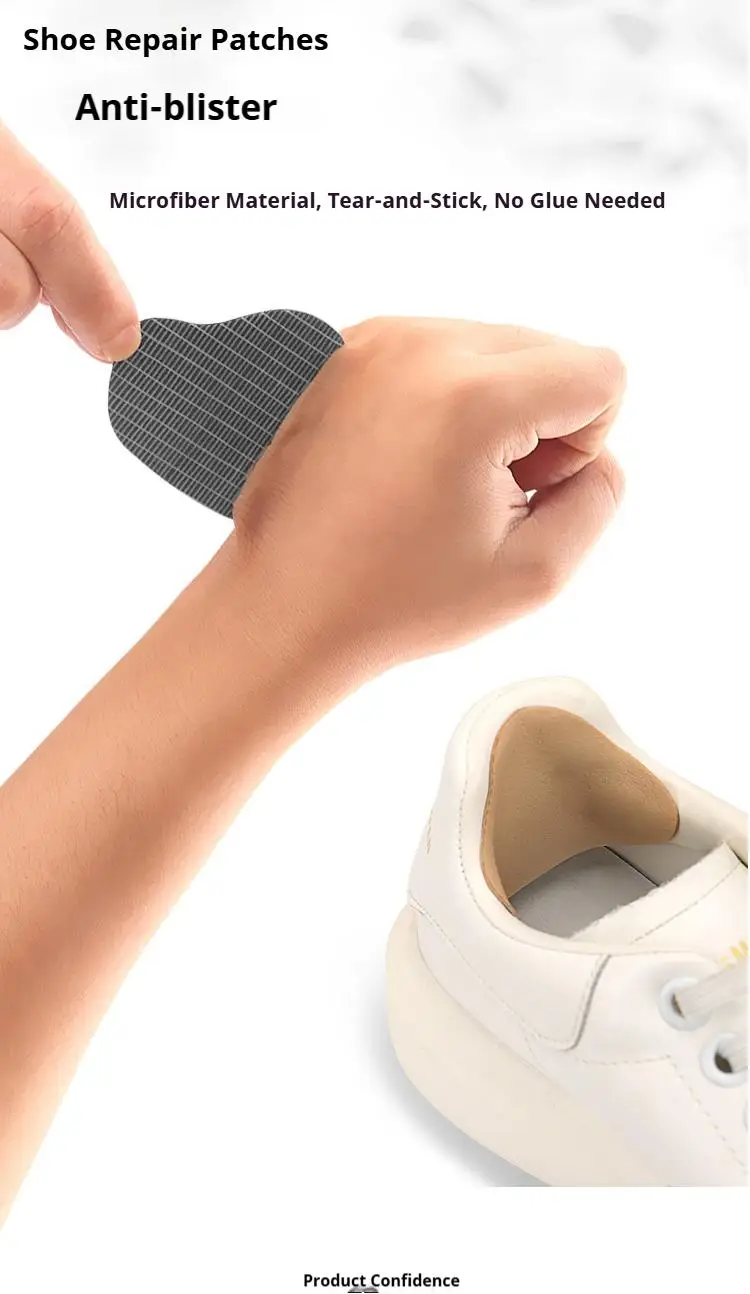 Sneaker-Fersen-Reparatur-Patch, Anti-Verschleiß-Fersenschutz, selbstklebende, verstellbare Fersenpolster, 4 Stück/12 Stück – Detail 1