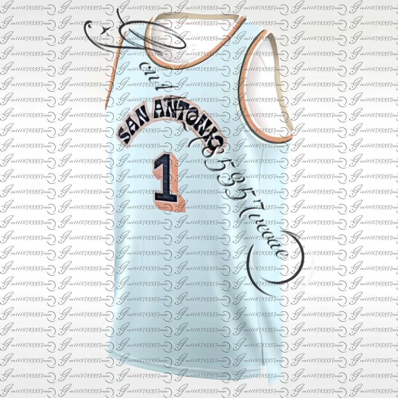 Hombres San Antonio 1 #   Camiseta de baloncesto de color claro, camiseta deportiva informal, camiseta de baloncesto transpirable de secado rápido para entrenamiento de aficionados