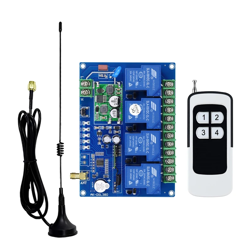 DC12V 24V 36V 48V 30A Relay RF Wireless Remote Control Switch Receiver Transmitter 1000m Suction Antenna For LED Light or Motor