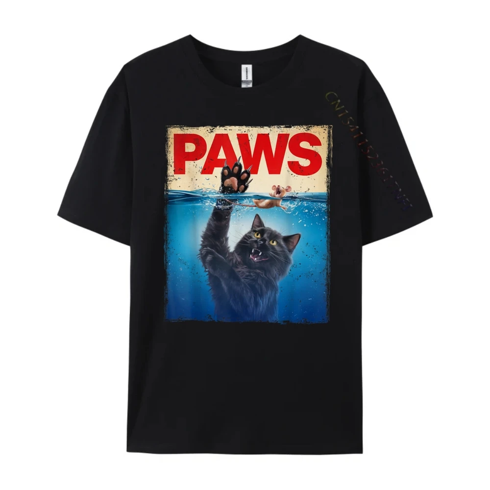 

Paws Parody Cat Humorous Cat Chasing Mouse Kitten Graphic Tshirts Man Camiseta Masculina Luxury Designer Clothes
