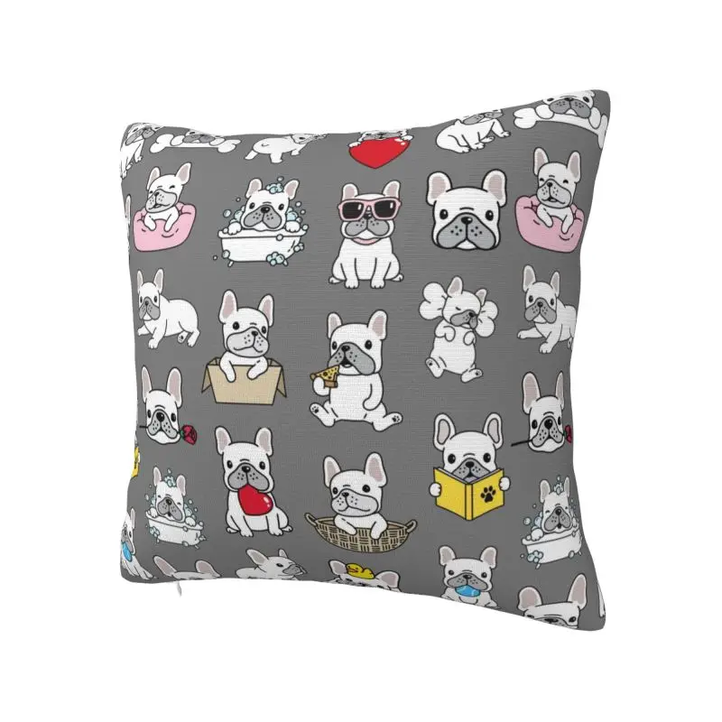 Custom French Bulldog Emoticon Square Pillow Case Decoration 3D Two Side Print Cushion Cover for Living Room