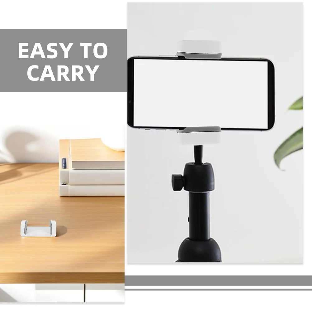 2 Pcs Mobile Phone Holder Cell Accessories White Plastic Tripod Clip Attachment