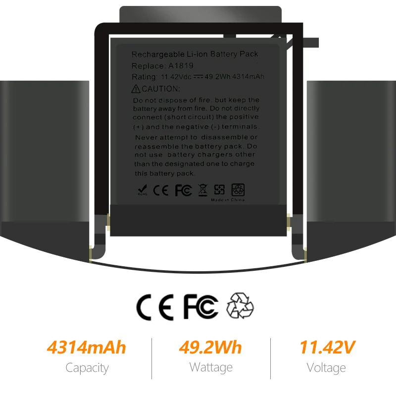 Nobi A1819 bateria do Apple MacBook Pro 13 ''pasek dotykowy A1706 koniec 2016 połowy 2017 EMC 3071 EMC 3163 MLH12LL/A MPXV2LL/A 4314mAh