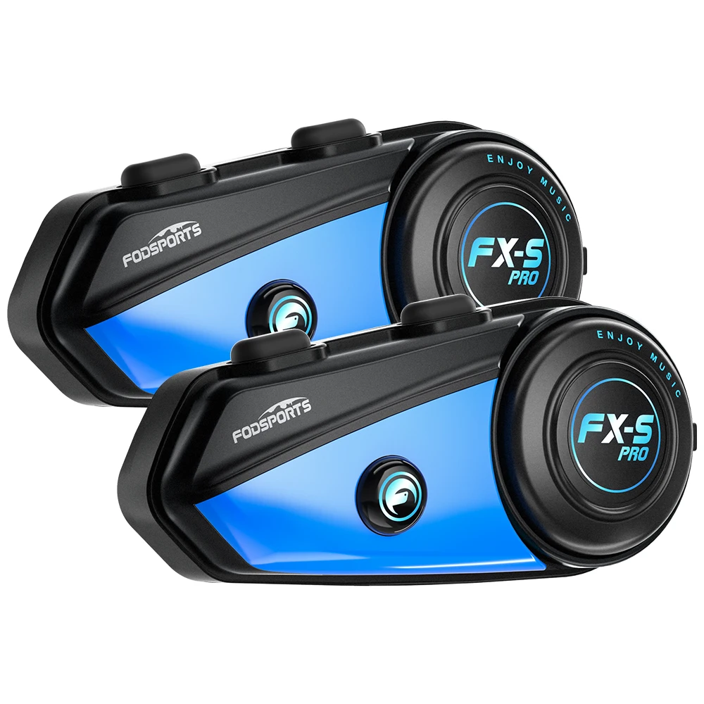 2 szt. Fodsports FX-S Pro Interkom Motocyklowy, Interkom Bluetooth do Kasku, Zestaw Słuchawkowy do Kasku Motocyklowego, 1000M, BT5.4