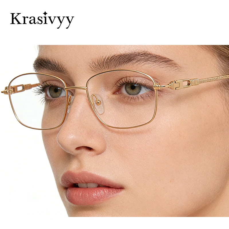 

Оправа для очков Krasivyy из чистого титана, женская овальная ультралегкая роскошная европейская оправа для очков по рецепту, мужские брендовые оптические очки