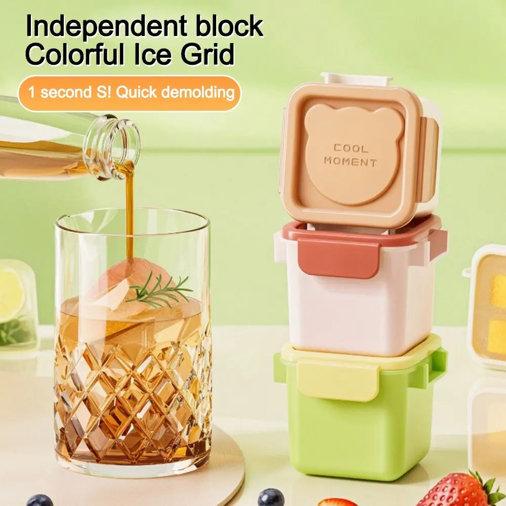 3/6Pcs Portable Reusable Ice Cube Mold Square With Lid Ice Bucket Ice Cup Summer DIY Refrigerator Freeze Ice Maker