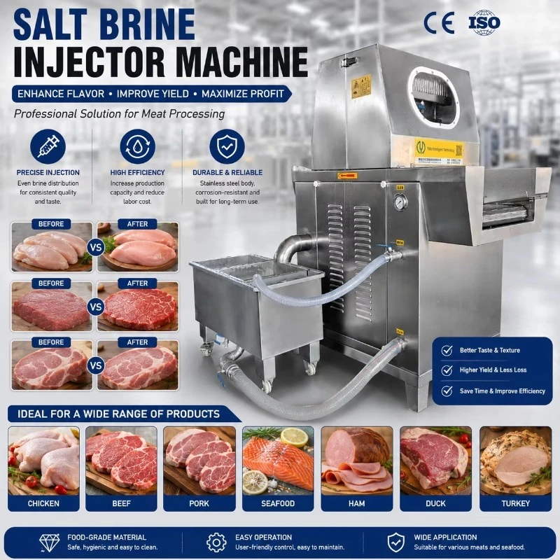 Industrial Brine Injection Machine Automatic Meat Injector for Chicken Breast Ham Bacon Pork Loin Processing