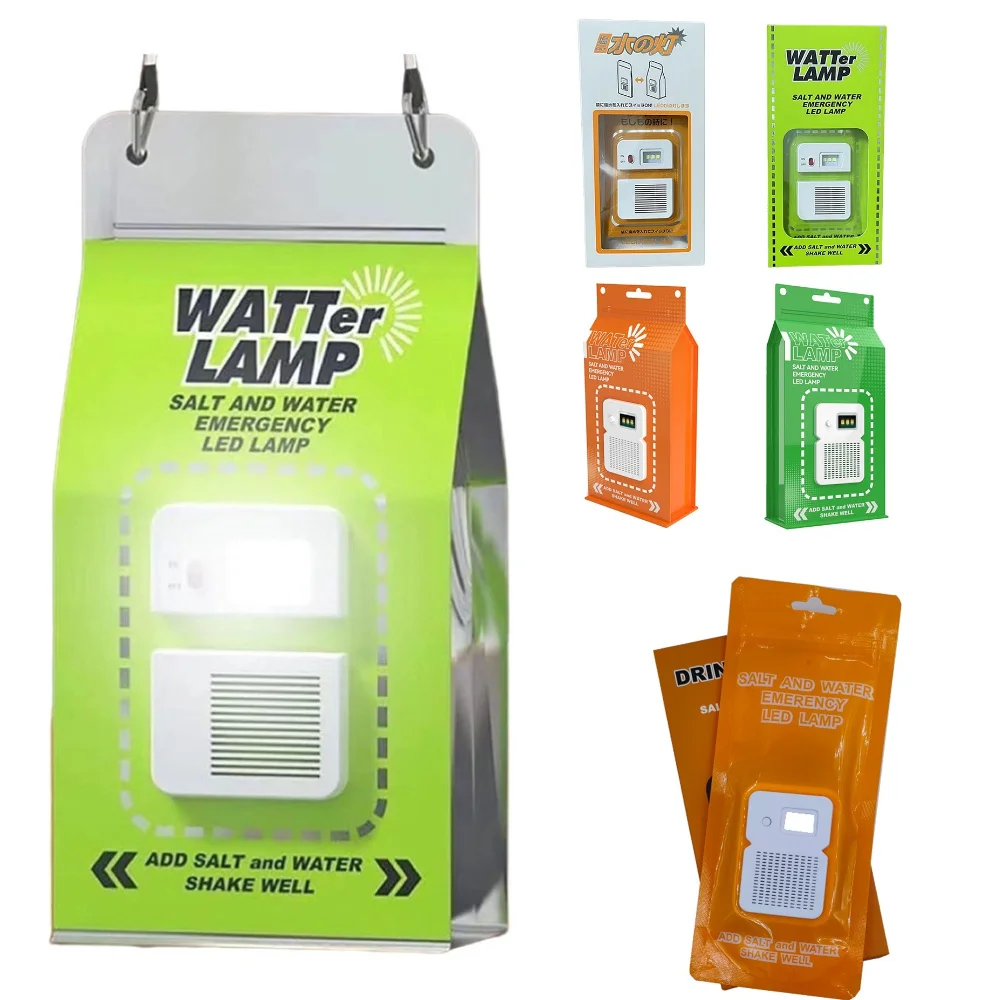 LED Outdoor Camping Lamp 50LM Portable Salt Water Emergency Lamp Waterproof Reusable Travel Supplies for Car Outdoor Beach