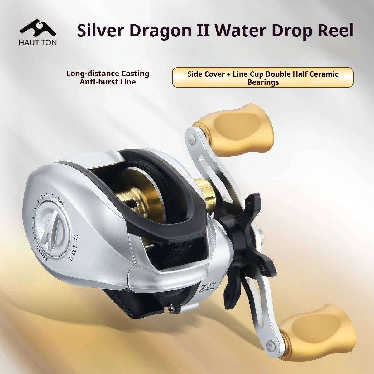 ウォータードロップフィッシングリール-72-1-高速ベイトキャスティングリール-セミセラミックベアリング-スムーズなロングキャスト-アンチフライドラインフィッシュホイール