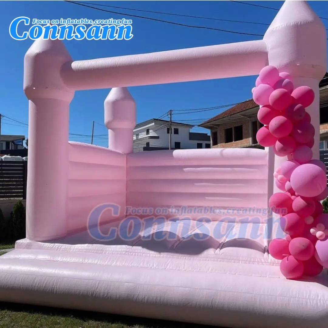 Connsann-castillo inflable de boda, casa de rebote rosa, grado comercial, certificado ASTM, 100% PVC, personalizado