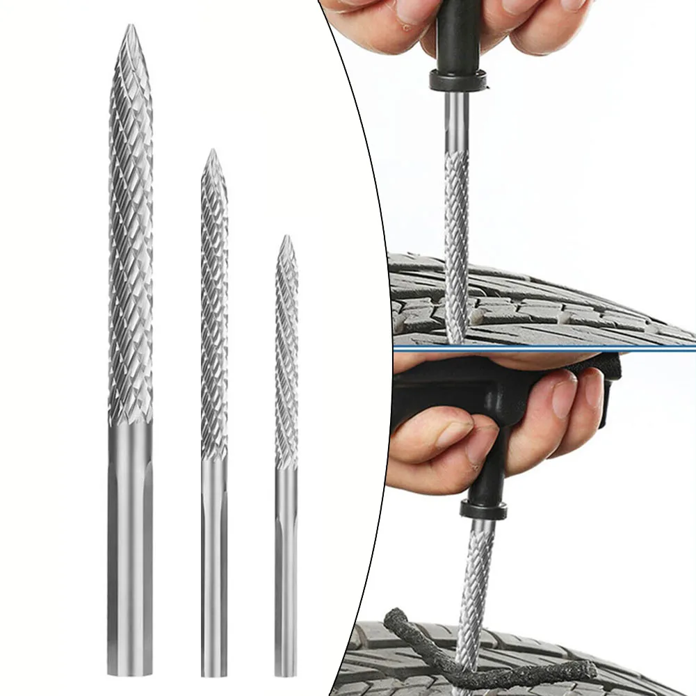 Herramientas Eléctricas de taladro duraderas, Parche de uñas de seta, enchufe de neumático, rebabas rotativas neumáticas, rombos triangulares plateados, 60-85mm
