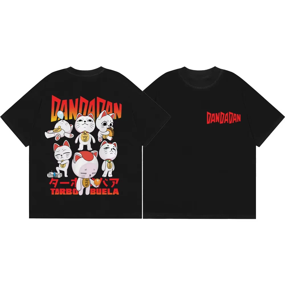 Anime Dandadan Turbo Granny Cat Grafik-T-Shirts, modische Cartoon-Kurzarm-T-Shirts für Männer und Frauen, Baumwolle, übergroßes T-Shirt-Oberteil