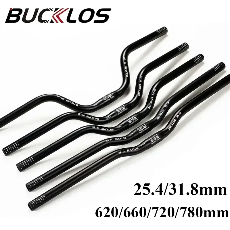 BUCKLOS MTB 산악 제비 알루미늄 합금 자전거 핸들 바 클램프, 자전거 라이저 핸들, 직경 31.8mm, 25.4mm, 620mm, 660mm, 720mm, 780mm 