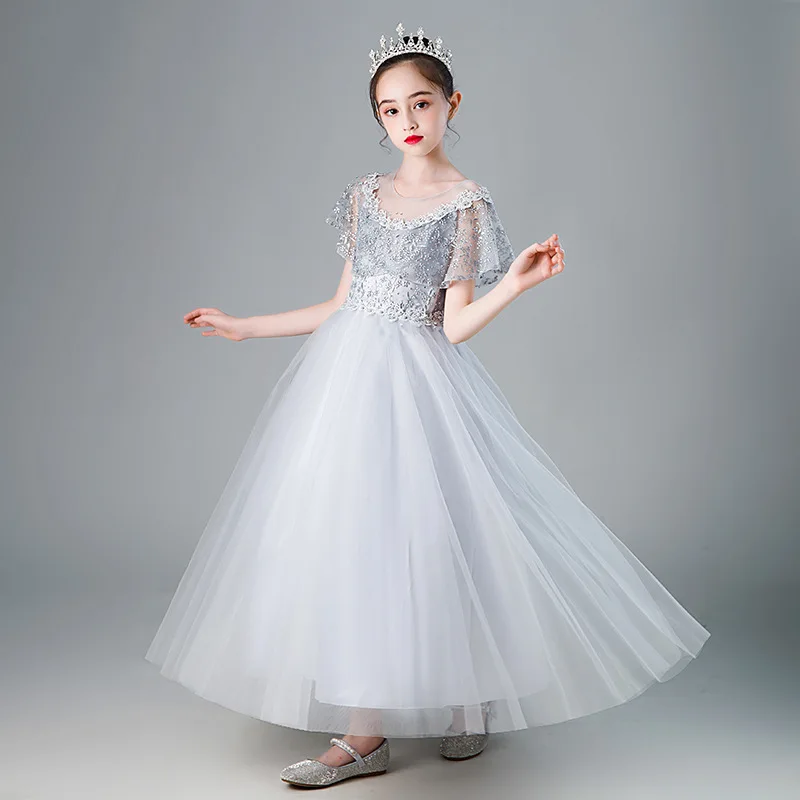 Children's Dress Princess Dress Girl Flower Girl Wedding Puffy Tulle Dress Girl Host Performance Dress Cross-border Children's D