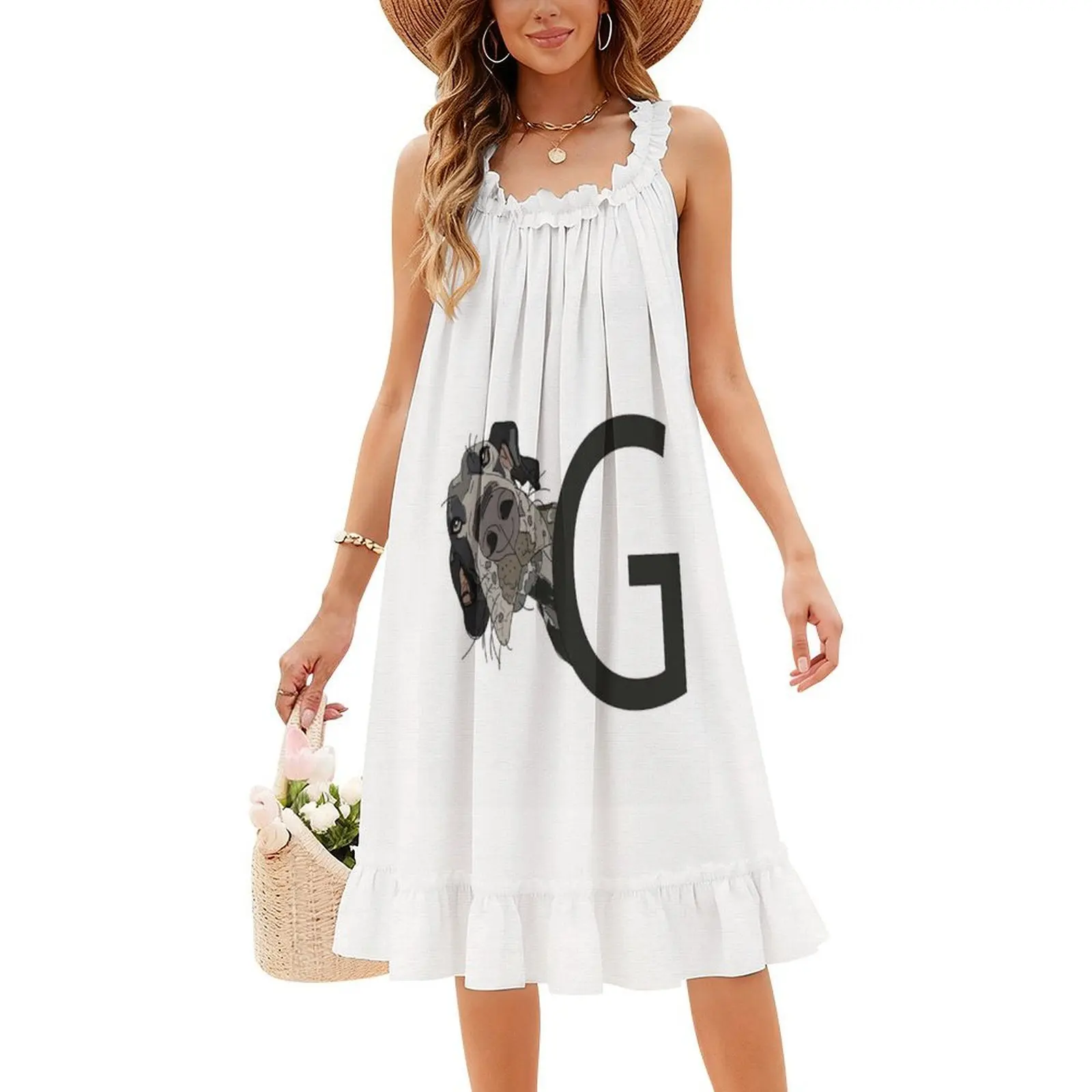 فستان G Is For Bohemian بدون أكمام للنساء مطبوع عليه فساتين حفلات الشاطئ للكلاب Abcs Abc حرف G فستان الجراء #4