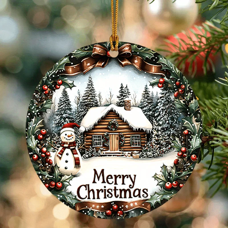 

2Dплоские акриловые рождественские украшения, подходящие для всех четырех сезонов, включая снеговики, венки из красных ягод и этикетки «Веселого Рождества»