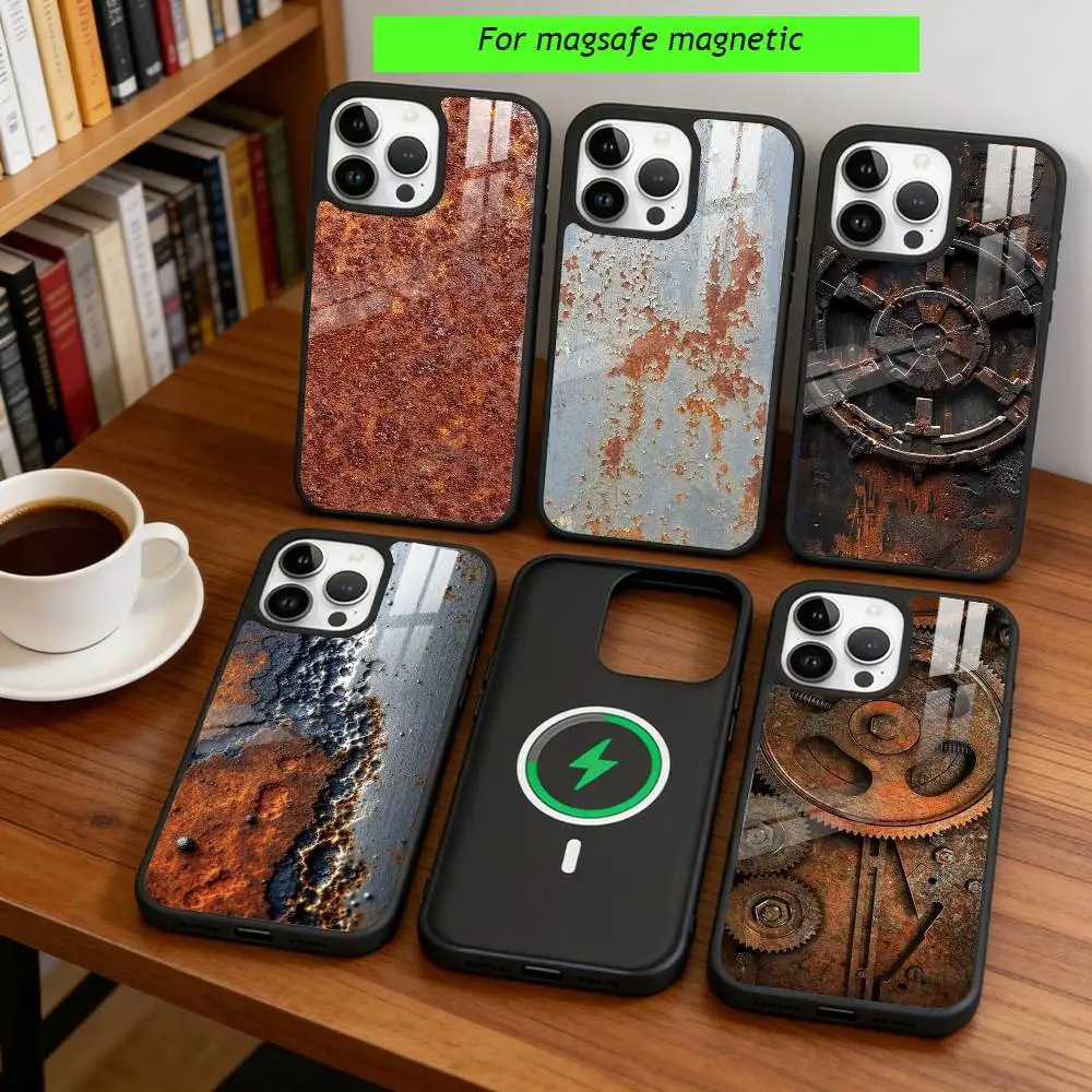 

Retro Industrial Style Rusty Phone Case For iPhone17,16,15,14,13,12,11 Plus,Pro Magnetic with Magsafe Wireless Charging